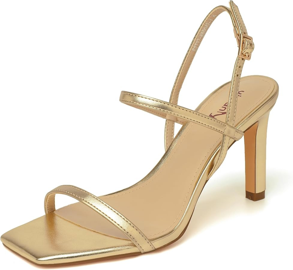 vivianly Women's Strappy Heels for Women Sandals Trendy Square Toe Sandals with Ankle Strap For W... | Amazon (US)