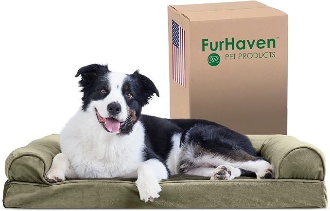Furhaven Cooling Gel Dog Bed for Large/Medium Dogs w/ Removable Bolsters & Washable Cover, For Do... | Amazon (US)