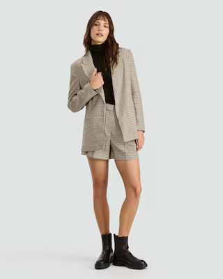 F&F Houndstooth Print Pleated Co-ord Shorts in Neutral | Tesco F&F