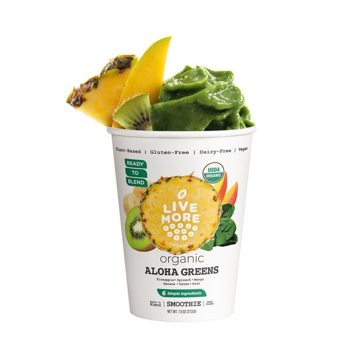 LiveMore Organics Frozen Aloha Greens Smoothie Cup - 7.5oz | Target
