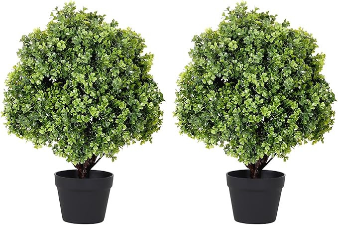 THE BLOOM TIMES 2ft Boxwood Topiary Ball Trees Artificial Outdoor Set of 2, 24" UV Resistant Faux... | Amazon (US)