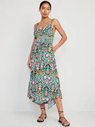 Waist-Defined Sleeveless Matching-Print Maxi Dress for Women | Old Navy (US)