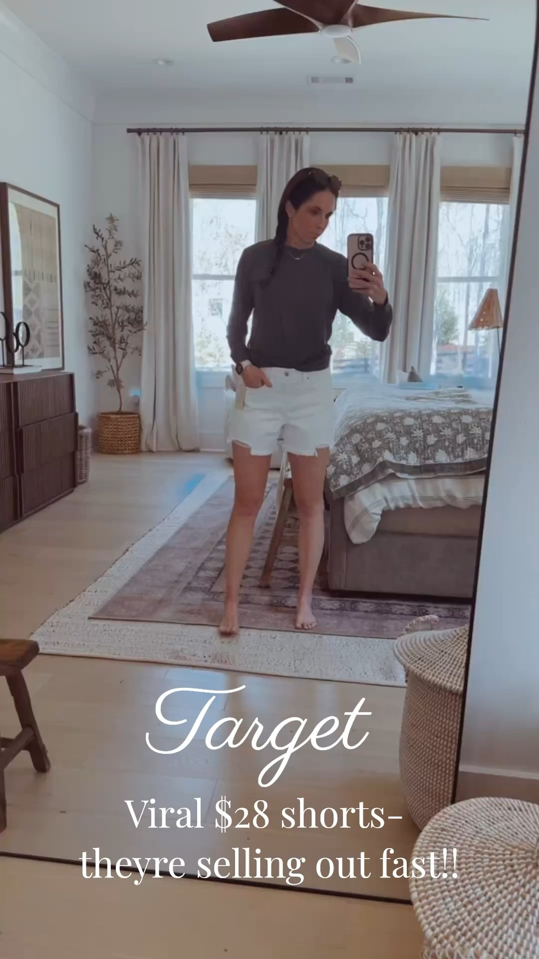 $28 cutoff white Target shorts- with the perfect inseam for us Millenials 🤍 So comfy and flattering! These are TTS, I’m wearing a 4, but the 2 fits as well! I’m 5’6” and 130 👏🏻

#LTKootd #LTKSaleAlert #LTKmomlife