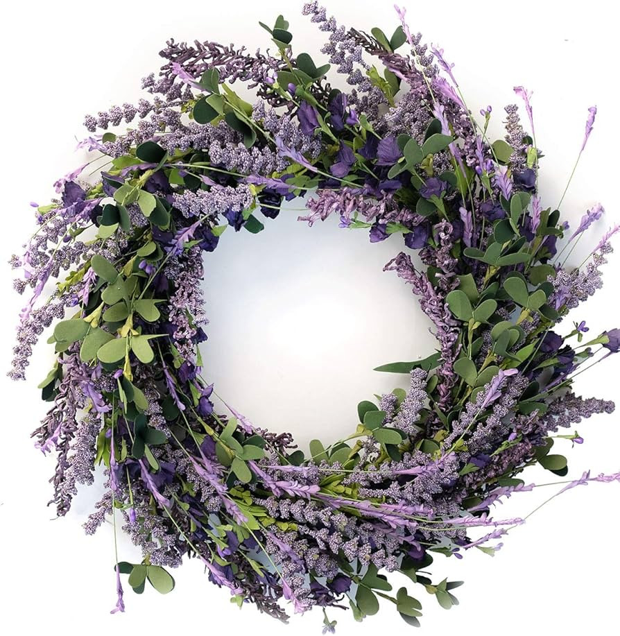 Bibelot 20 Inch Lavender Wreaths for Front Door Greenery Leaves Wreath for All Seasons Indoor Out... | Amazon (US)