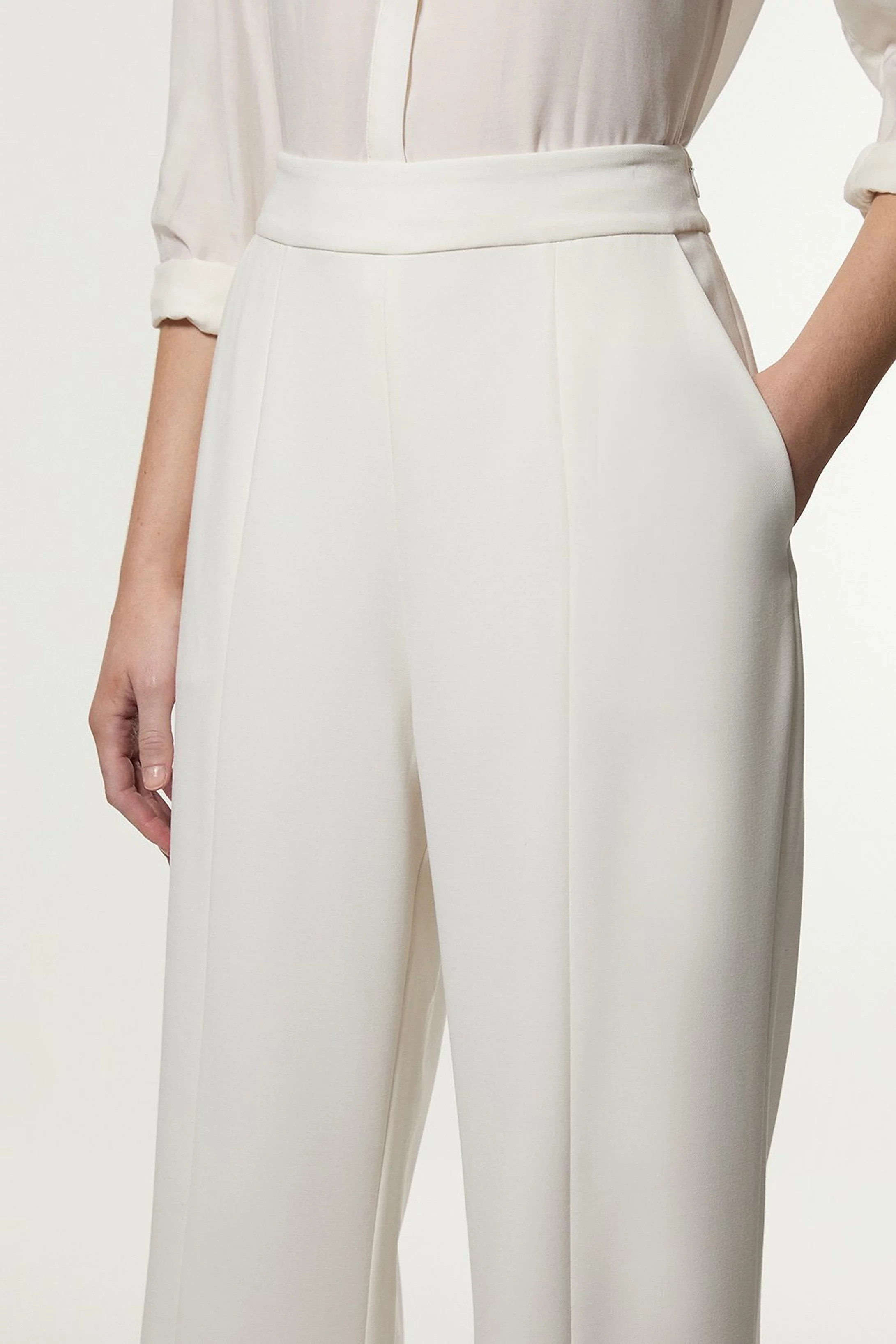 Compact Stretch Tailored Straight Leg Trouser | Karen Millen UK + IE + DE + NL