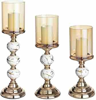Masmoy Gold Decorative Candle Holder, Pillar Candlestick Holders for Set of 3, Table Candle Stand... | Amazon (US)