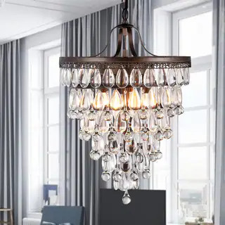 Martinee Antique Bronze and Crystal Inverted Pyramid Chandelier | Bed Bath & Beyond