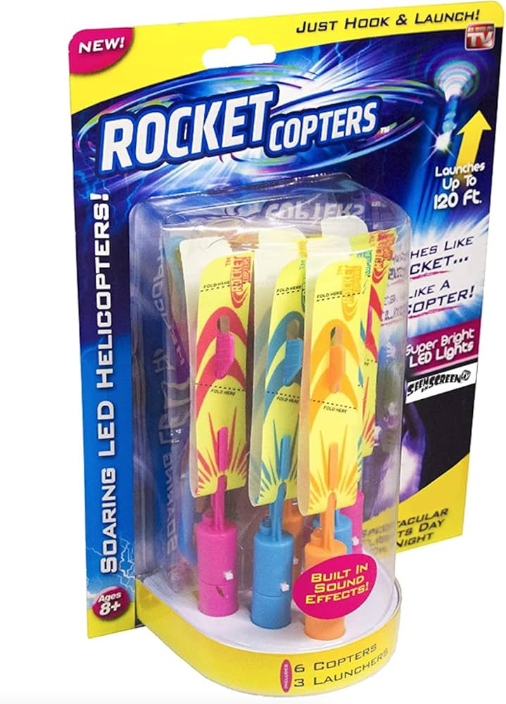 Rocket Copters Slingshot LED Light Up Helicopters, 6 Copters and 3 Launchers - As Seen on TV for ... | Amazon (US)