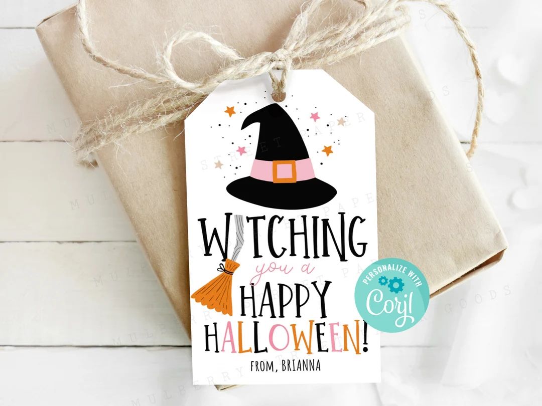 Printable Witching You a Happy Halloween Gift Tag Happy - Etsy | Etsy (US)