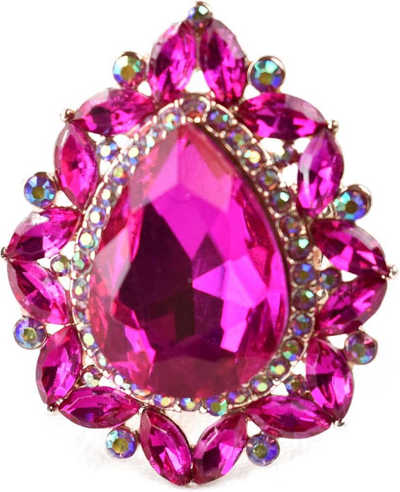 NYFASHION101 Women's Teardrop Stone Studs Fashion Stretch Ring | Amazon (US)