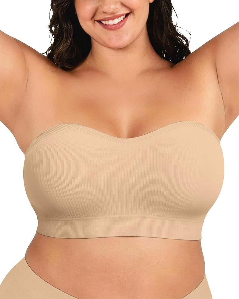 OEAK Supportive Strapless Bras for Women Push Up Wireless Bandeau Bra Non Slip Seamless Bras Comf... | Amazon (US)