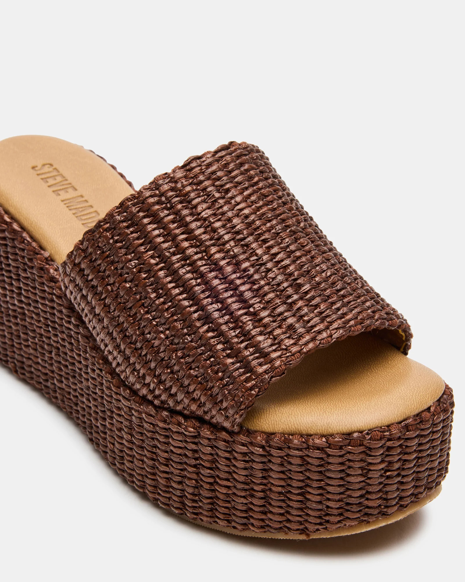 JETTY Brown Raffia Platform Wedge Women's Sandal | Steve Madden (US)