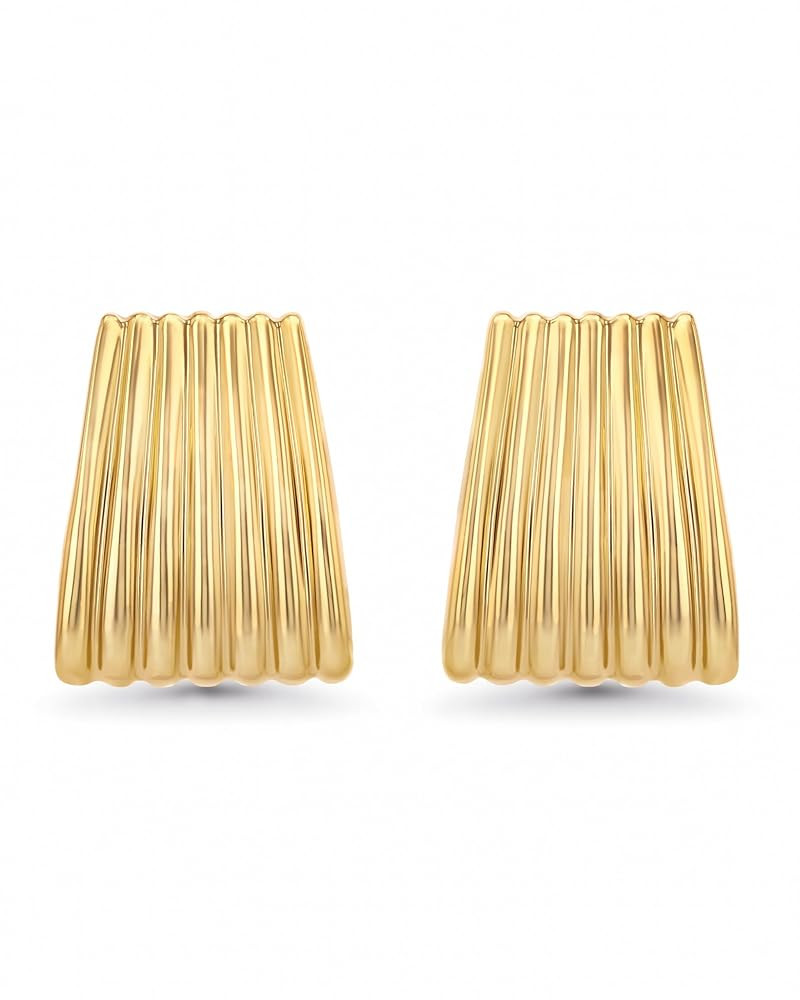 18K gold plated Chunky Statement Earrings for Women by SNGIA, Small Handmade Trendy Stud Ribbed J... | Amazon (US)