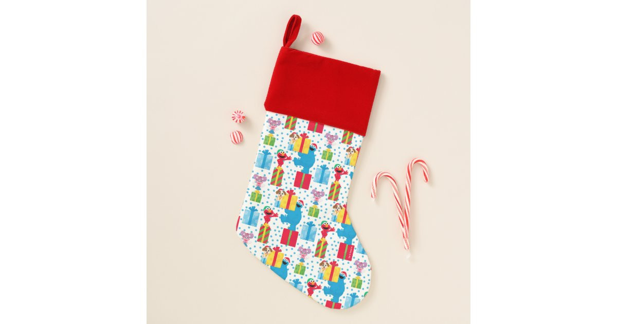 Sesame Street Christmas Presents Pattern Christmas Stocking | Zazzle