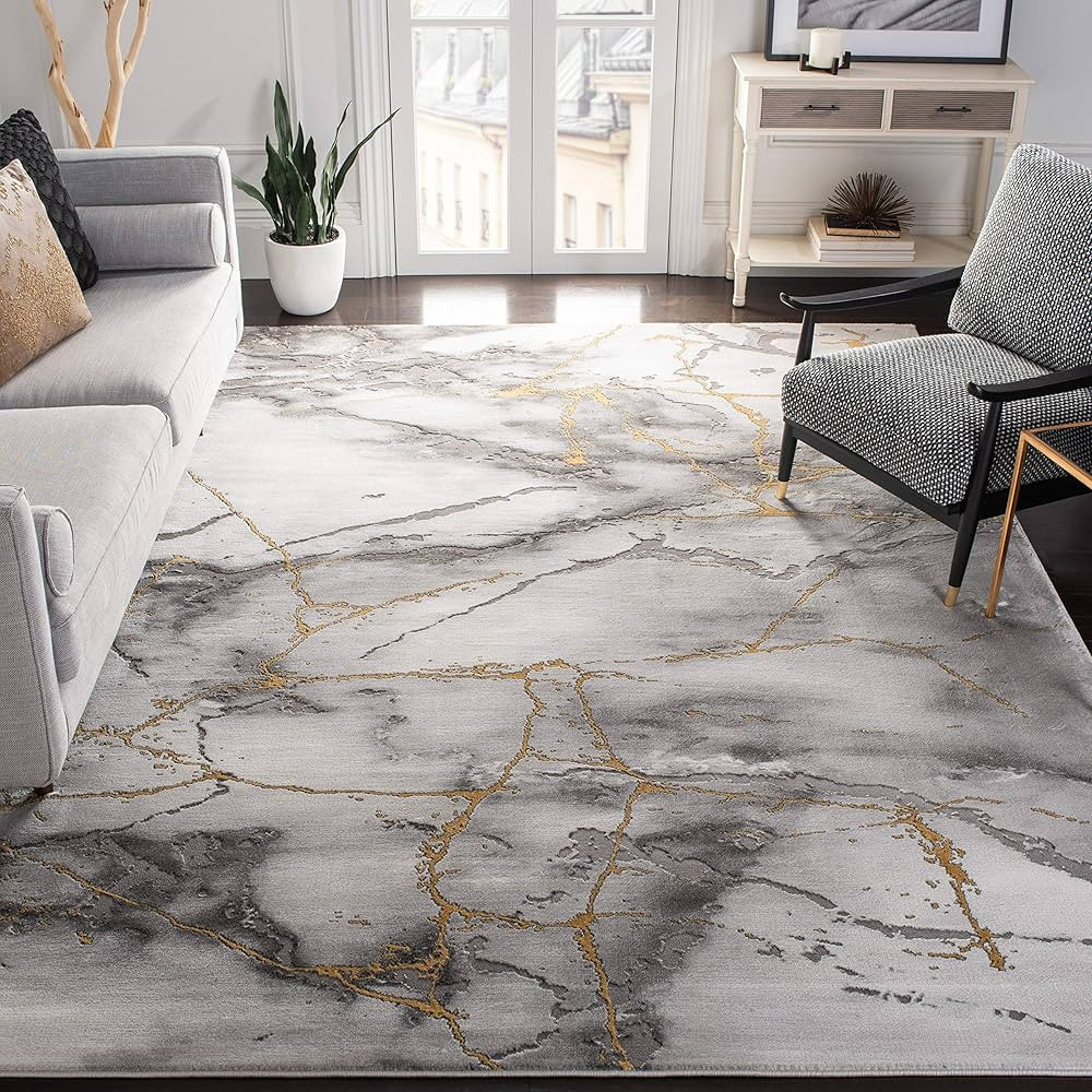 SAFAVIEH Craft Collection Area Rug - 8' x 10', Grey & Gold, Modern Abstract Design, Non-Shedding & E | Amazon (US)