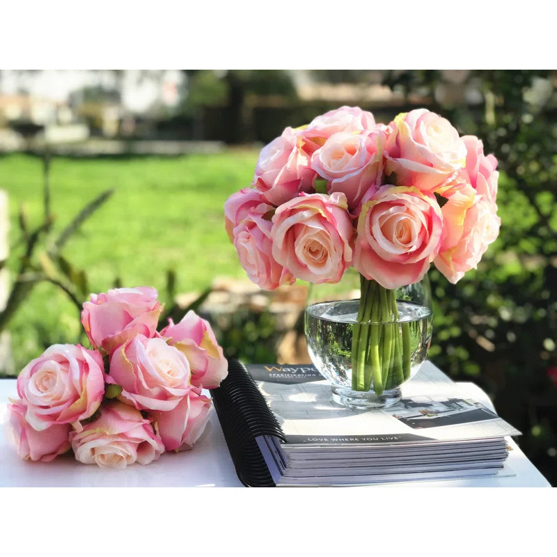 Artificial Open Rose Floral Arrangement | Wayfair North America