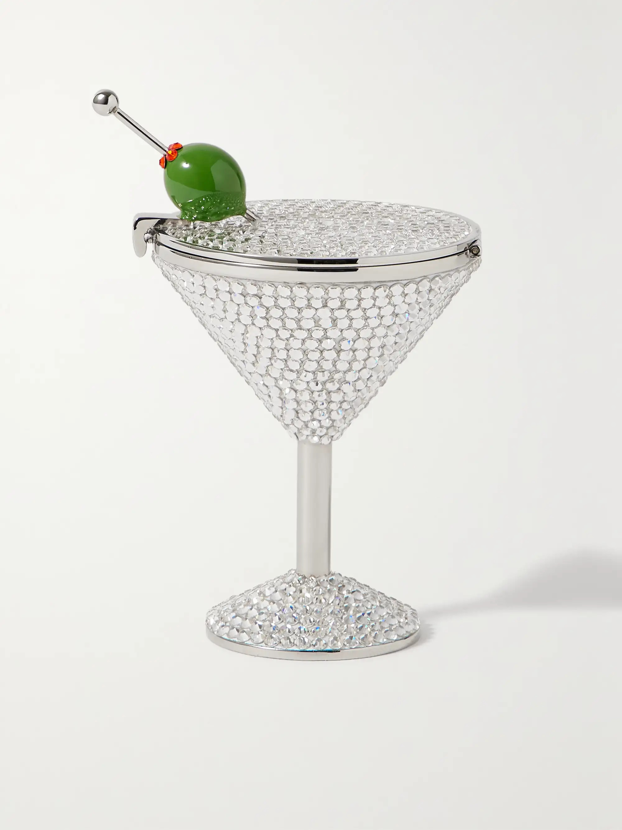 Martini crystal-embellished silver-tone pill box | NET-A-PORTER APAC