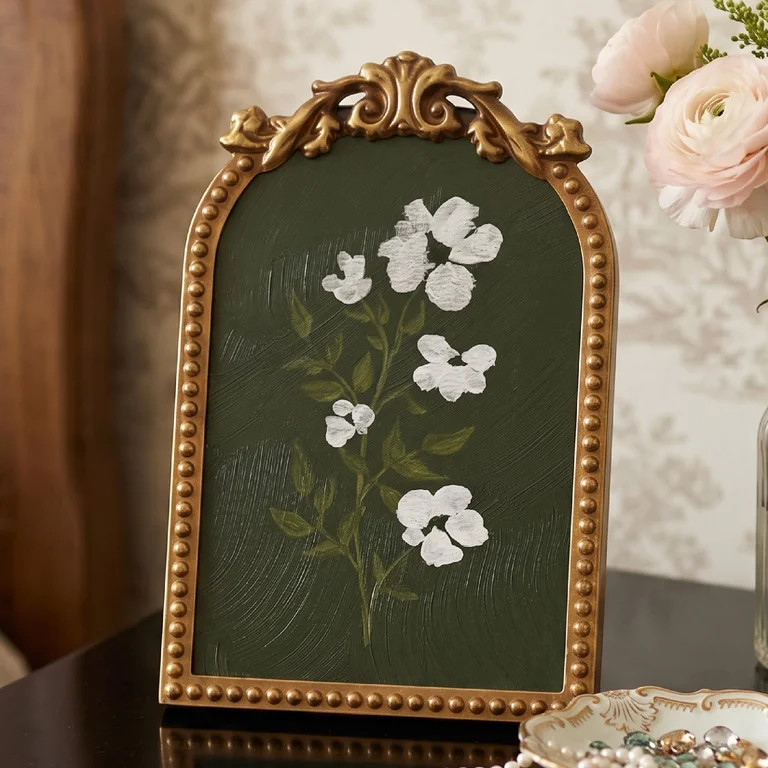 Home Decor Collection 6x8 Gold Ornate Arch Tabletop Framed Pretty Little Flower III Black Art wit... | Walmart (US)