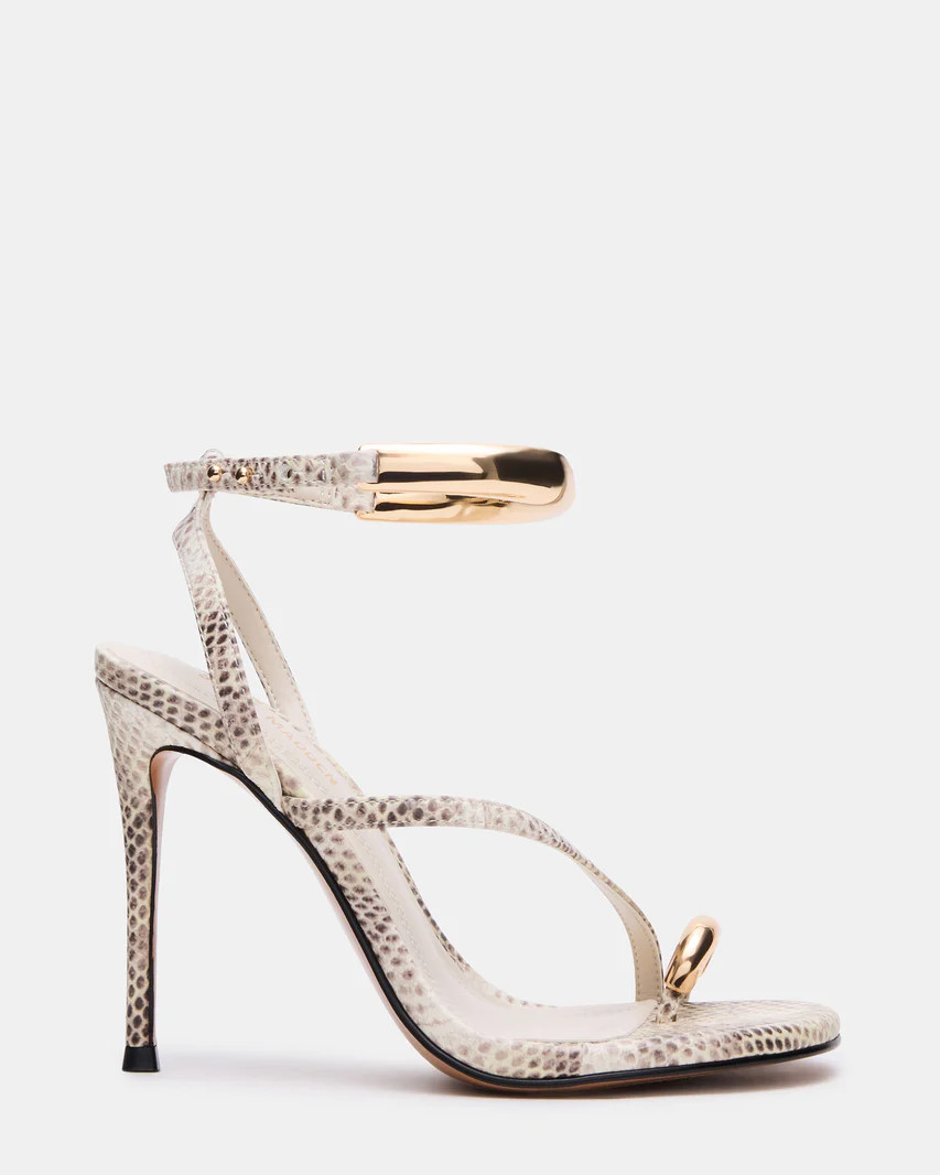 TIA Beige Snake Open-Toe Stiletto Women's Heel | Steve Madden (US)