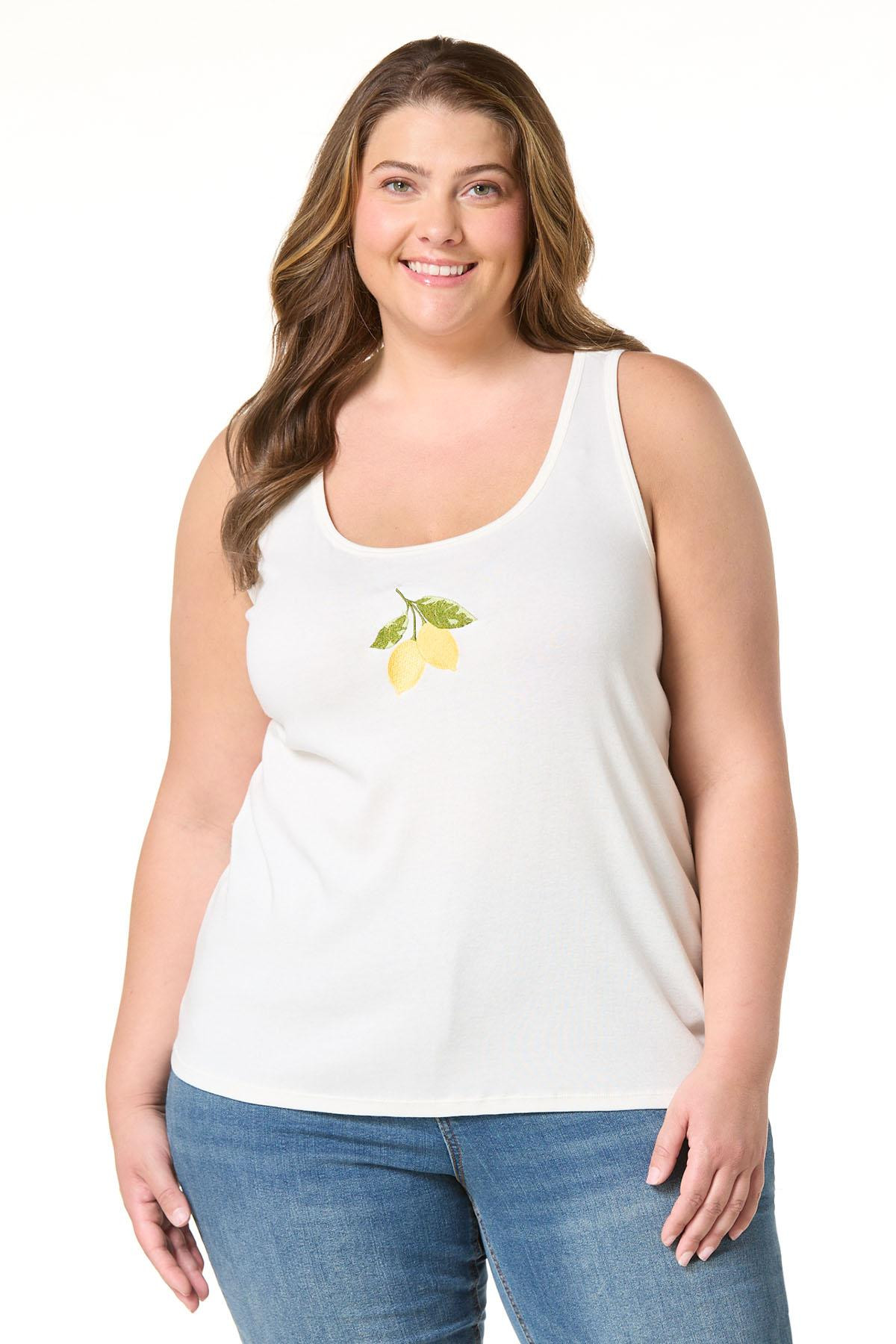 Plus Size Embroidered Lemon Tank | Cato Fashions