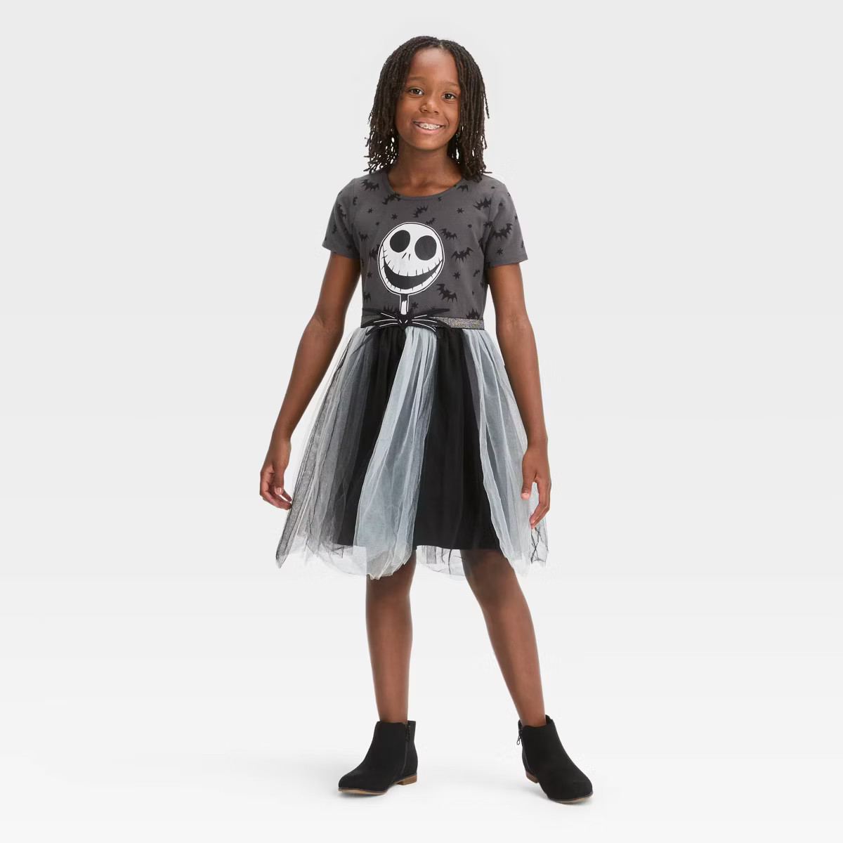 Girls' The Nightmare Before Christmas Jack Skellington Halloween Tutu Dress - Black/Gray | Target