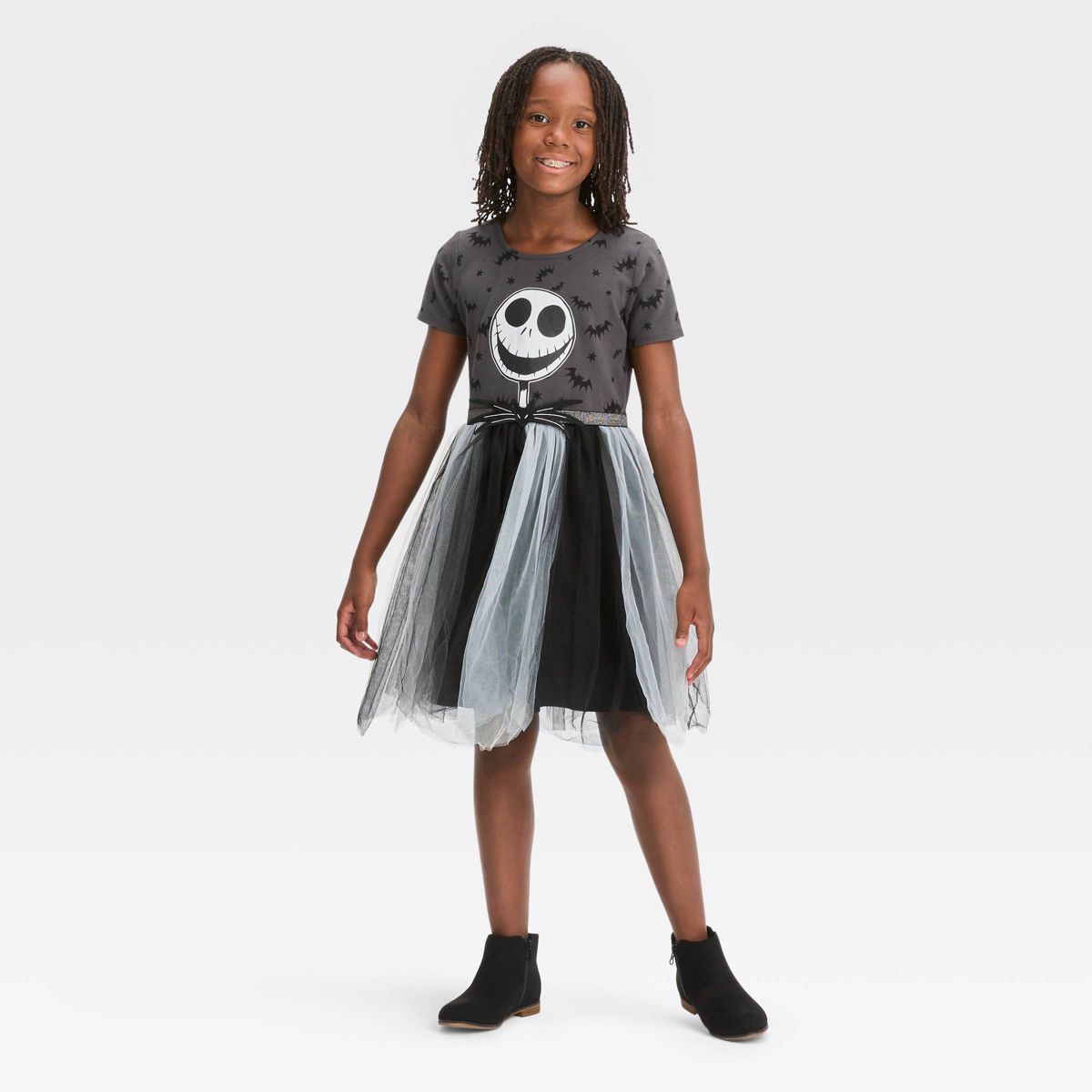 Girls' The Nightmare Before Christmas Jack Skellington Halloween Tutu Dress - Black/Gray | Target