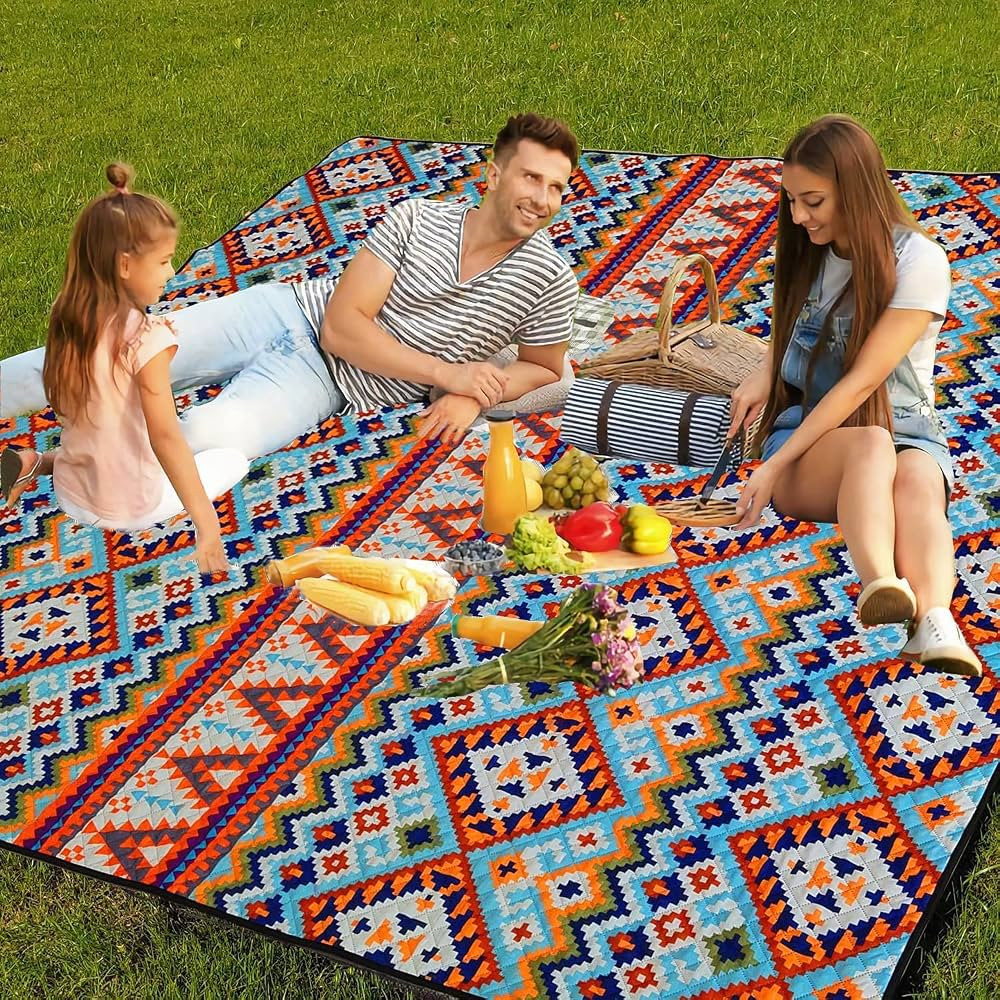 AMMSUN Picnic Blankets，80" x 80" Extra Large Picnic Blanket for 4-6 Adults, Waterproof & Washab... | Amazon (US)