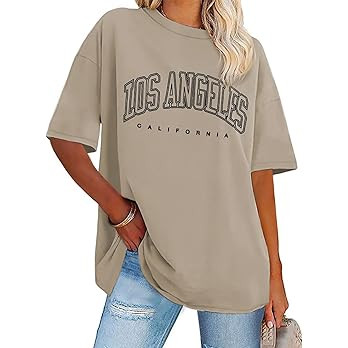 Womens Oversized Tshirt Graphic Tees Crew Neck Summer Short Sleeve Loose Fit Tops | Amazon (US)