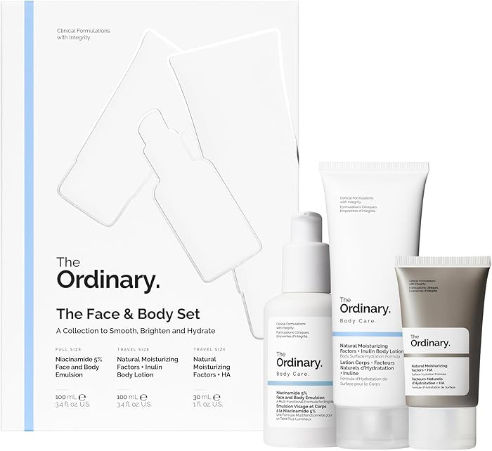 The Ordinary Face & Body Set Daily Skincare Routine with Niacinamide 5% Face & Body Emulsion, Nat... | Amazon (US)