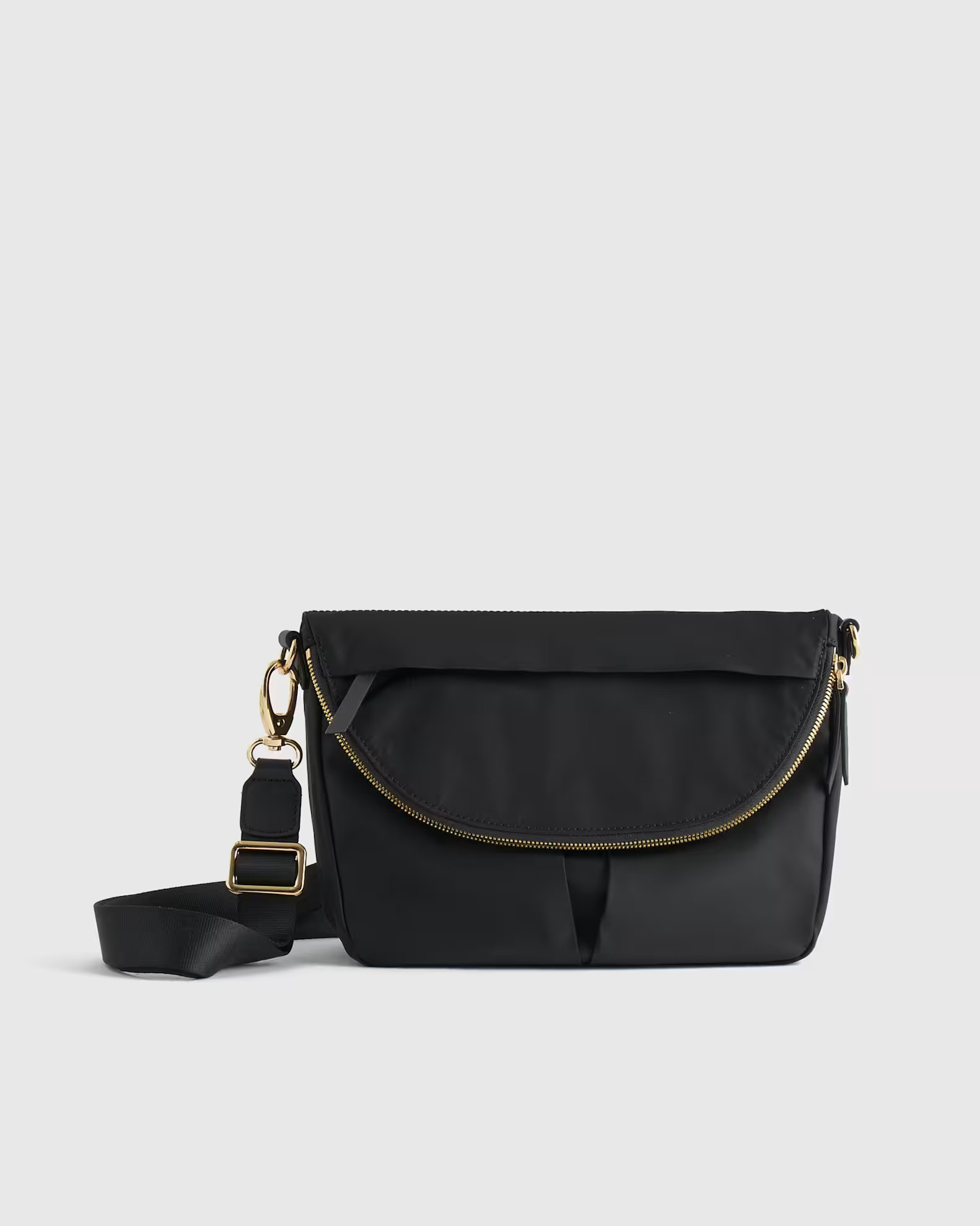 Revive Nylon Foldover Crossbody in Black | Quince