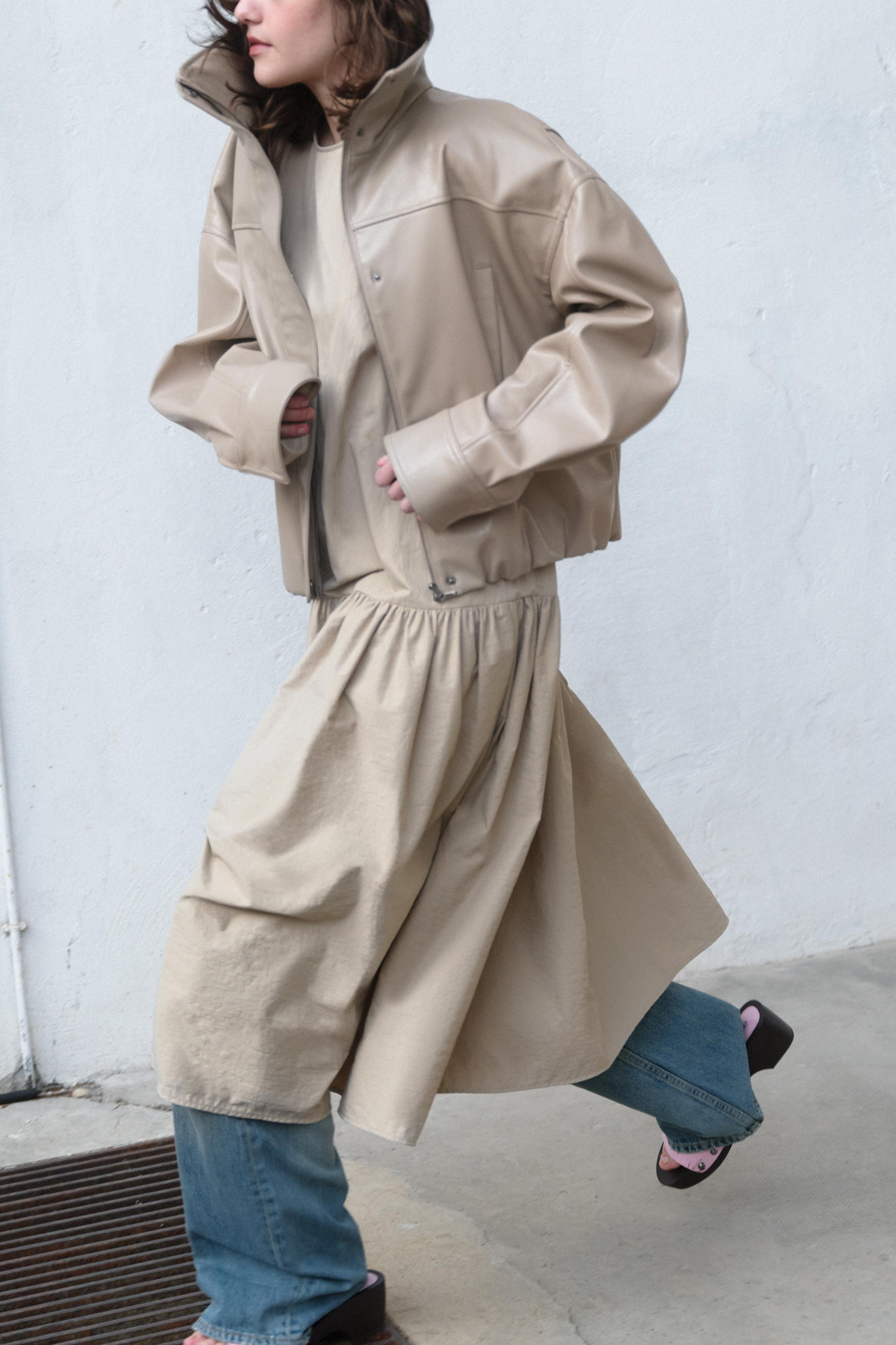 FAUX LEATHER PLEATED JACKET | Zara US