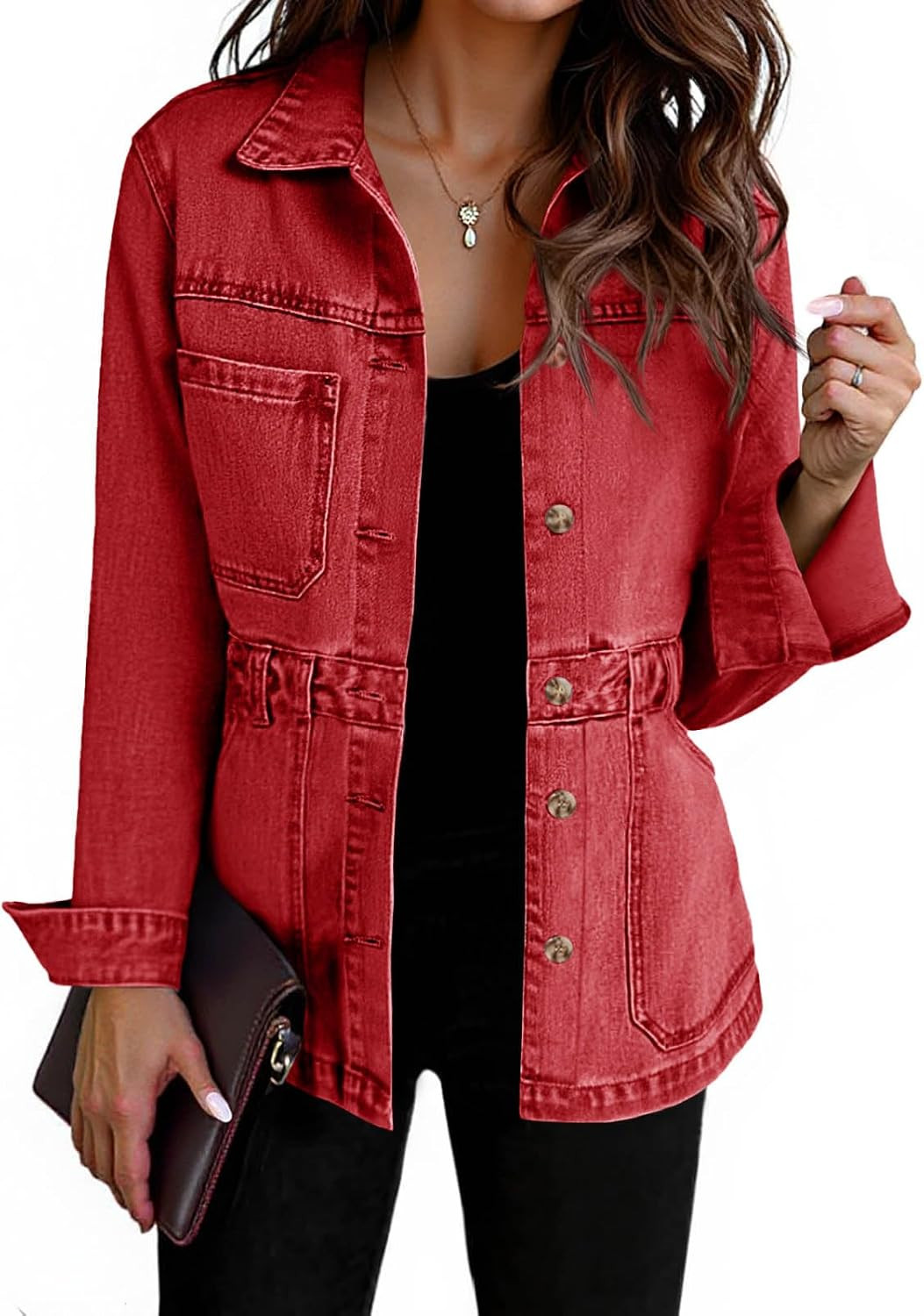 Tankaneo Womens Denim Jacket Distressed Jean Jacket Oversized Shacket | Amazon (US)