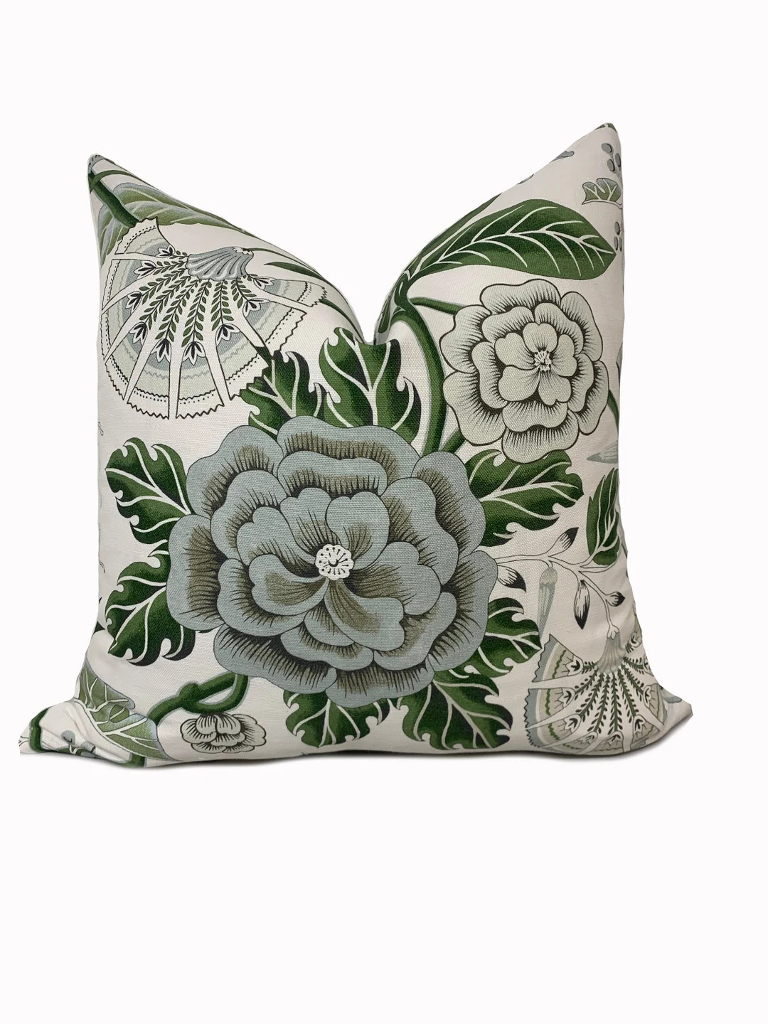 Thibaut Cleo Anna French Savoy Collection Cushion Cover Pillow Cover Green and White Double Sided... | Etsy (US)