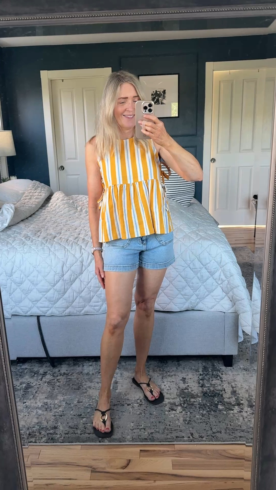 Summer outfit from @kohls . These denim shorts have just the right amount of stretch, fit great and are so comfortable to wear. Size 0. Striped linen blend peplum top size XS. Matisse sandals true to size. Get 20% off through 7/19 with code GET20+

Summer outfit, vacation outfits, outfits with shorts, summer outfits over 40, Kohl’s sale

#LTKootd #LTKOver40 #LTKSaleAlert