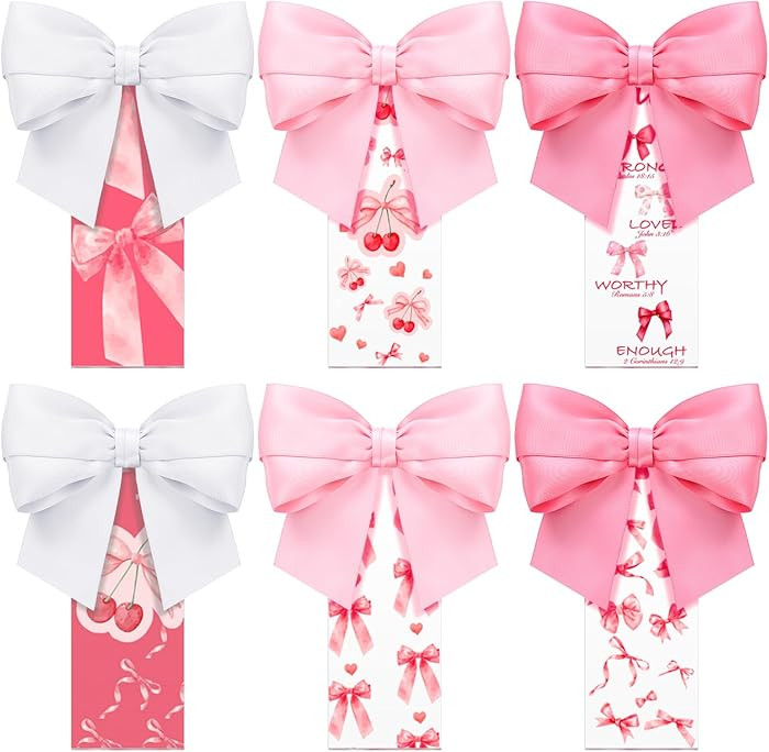 Skyygemm 6 Pcs Pink Bow Bookmark Acrylic Bow Bookmark Acrylic Cute Satin Ribbon Bowknot Pretty Ae... | Amazon (US)