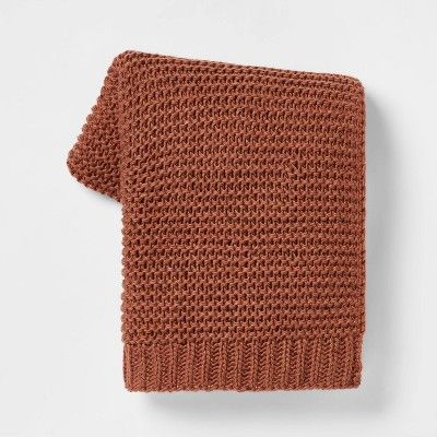 Nep Yarn Knit Throw Blanket Brown - Threshold&#8482; | Target