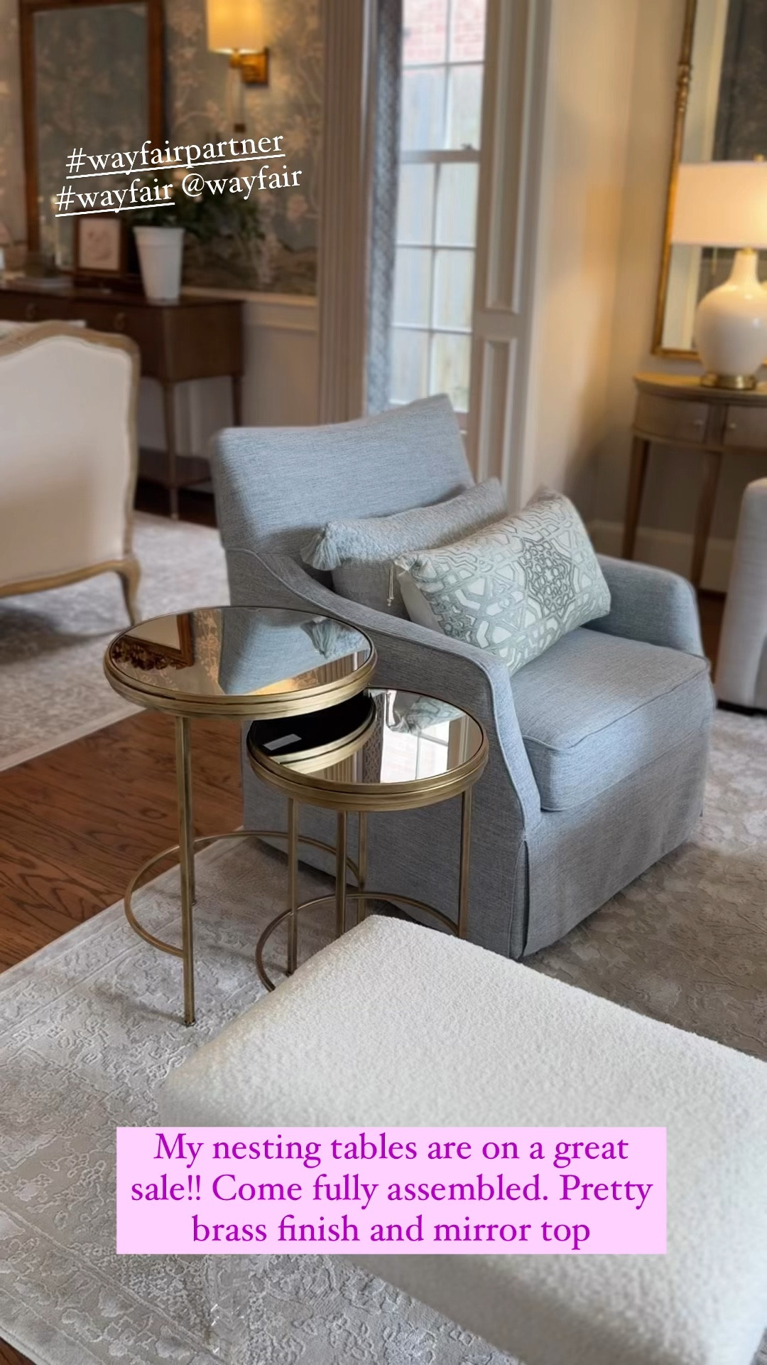  My nesting side tables are currently on a great sale! Love the mirror top and aged brass finish. #wayfairpartner @wayfair #wayfair 

#LTKHome #LTKSaleAlert #LTKStyleTip