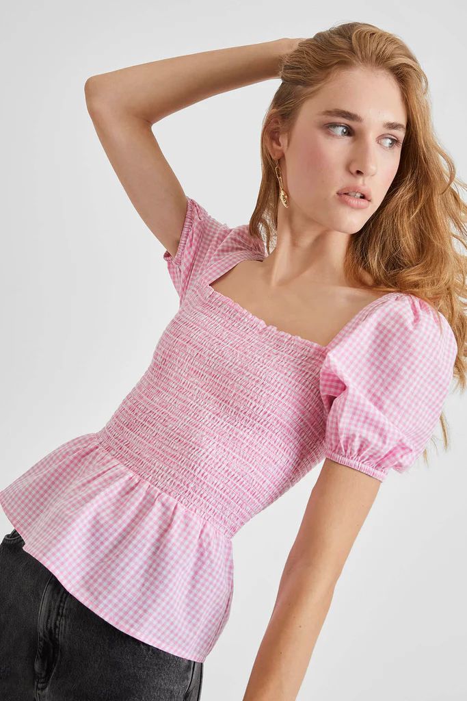 Artina Gingham Smocked Top | French Connection (US)