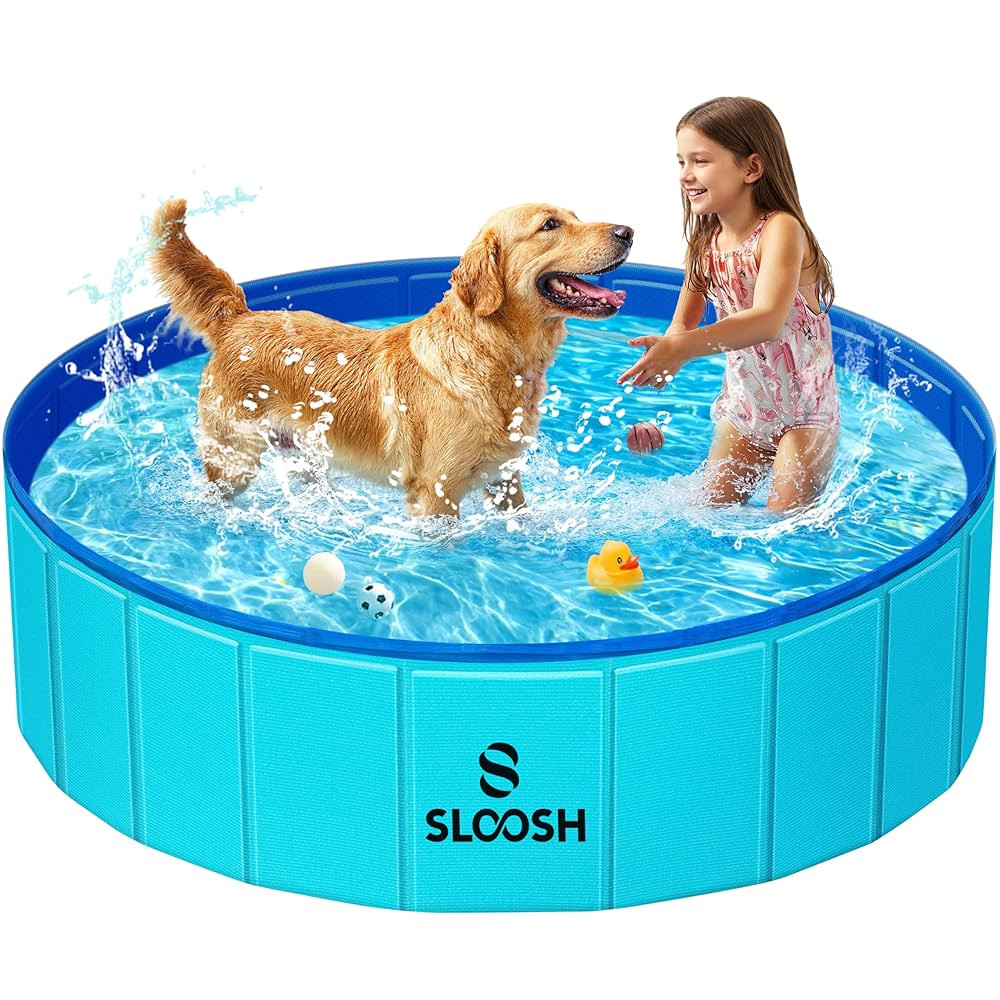 Sloosh Foldable Dog Kiddie Pool - Portable Hard Plastic Doggie Swimming Pool, Anti-Slip Collapsib... | Amazon (US)