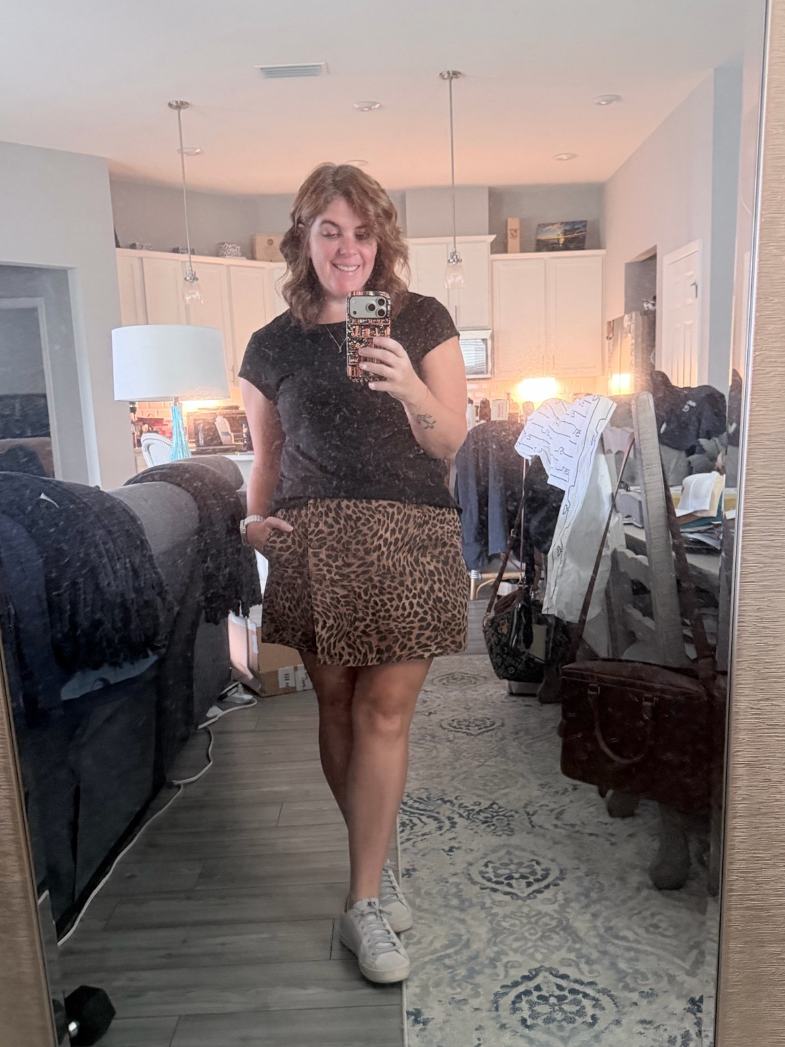 When you decide to dress for brunch and gameday! The skort is from Lodt and right now it’s under $35! Both pieces run TTS!