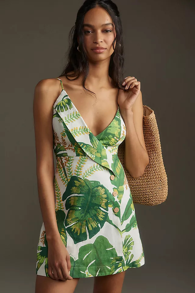 Farm Rio Tropical Forest Sleeveless V-Neck Mini Dress | Anthropologie (US)