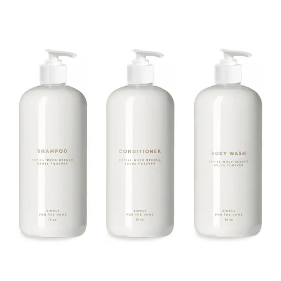 Shampoo, Conditioner, & Body Wash Set - 16oz White Plastic, Opaque, Refillable, Reusable, Bathroo... | Etsy (US)