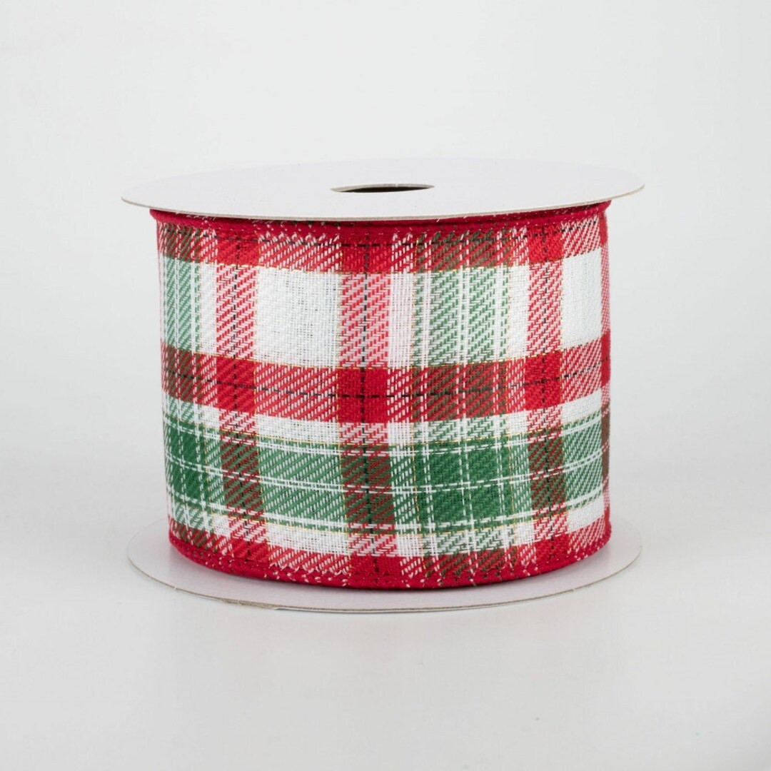 Christmas Check Plaid Ribbon Christmas Green Red Wired Wreath - Etsy | Etsy (US)