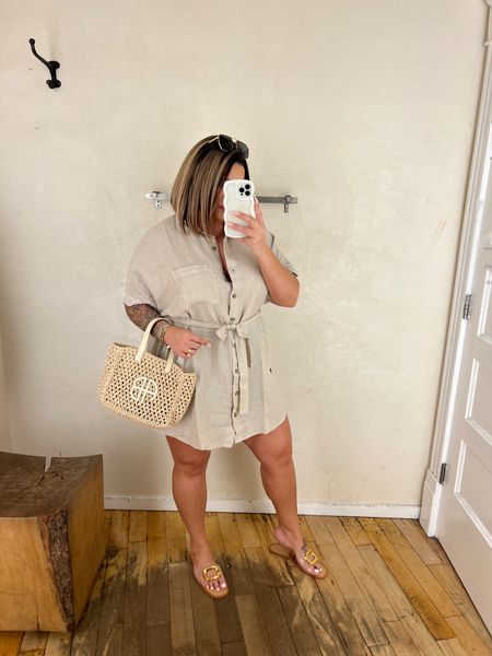 Tried this on before looking at the price tag. This is def a splurge item. Loved the fit I’m wearing a Med. wear it as a dress , shirt or a swim cover. Oversized fit ! 
#Anthropologie #dress #linen 

#LTKswim #LTKstyletip #LTKcurves