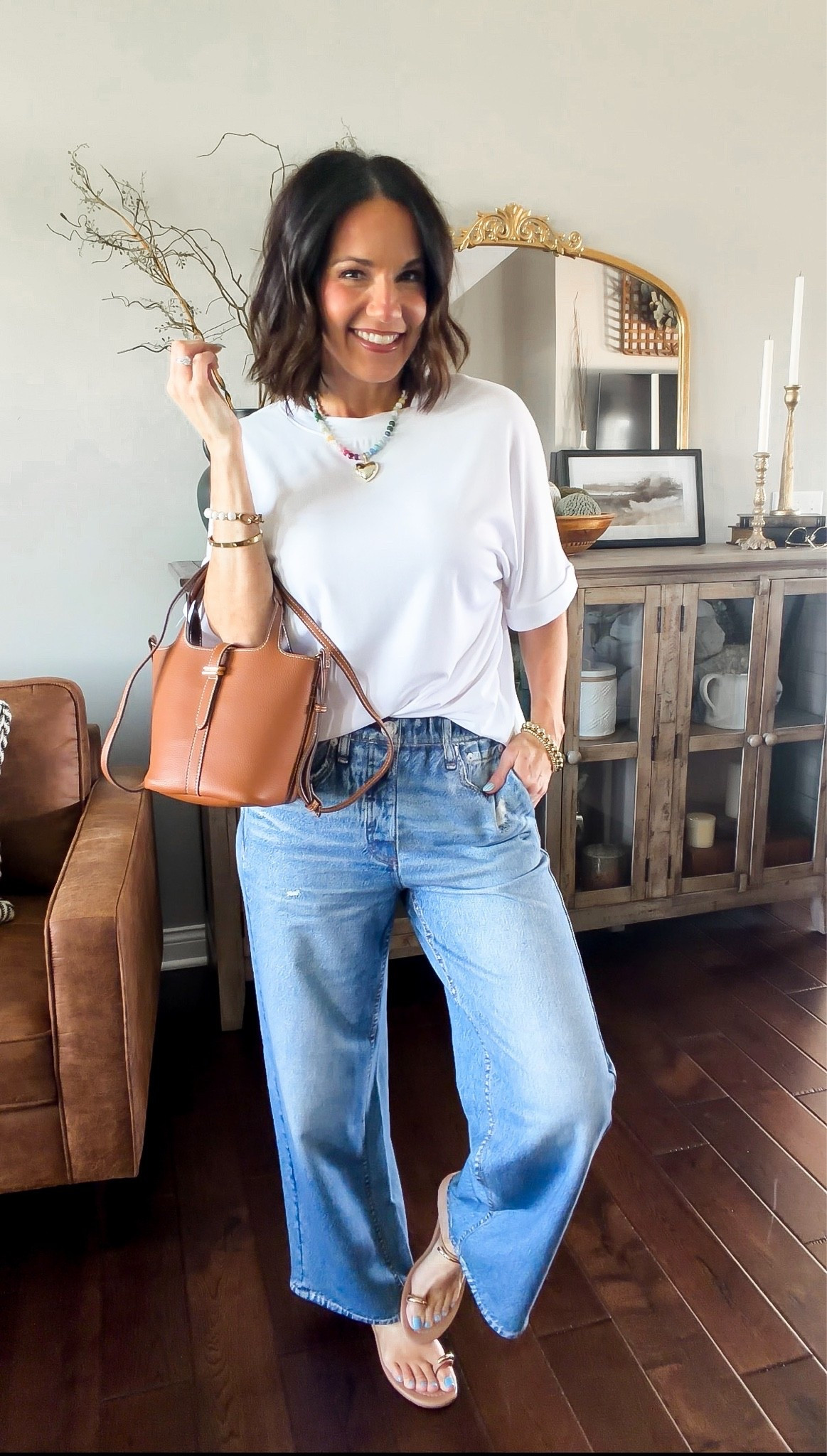 I've been wearing these sweatpants jeans on repeat! Paired with a basic tee and some accessories for a comfortable effortless look. 

comfortable outfits, cool mom fashion, cool grammy looks.