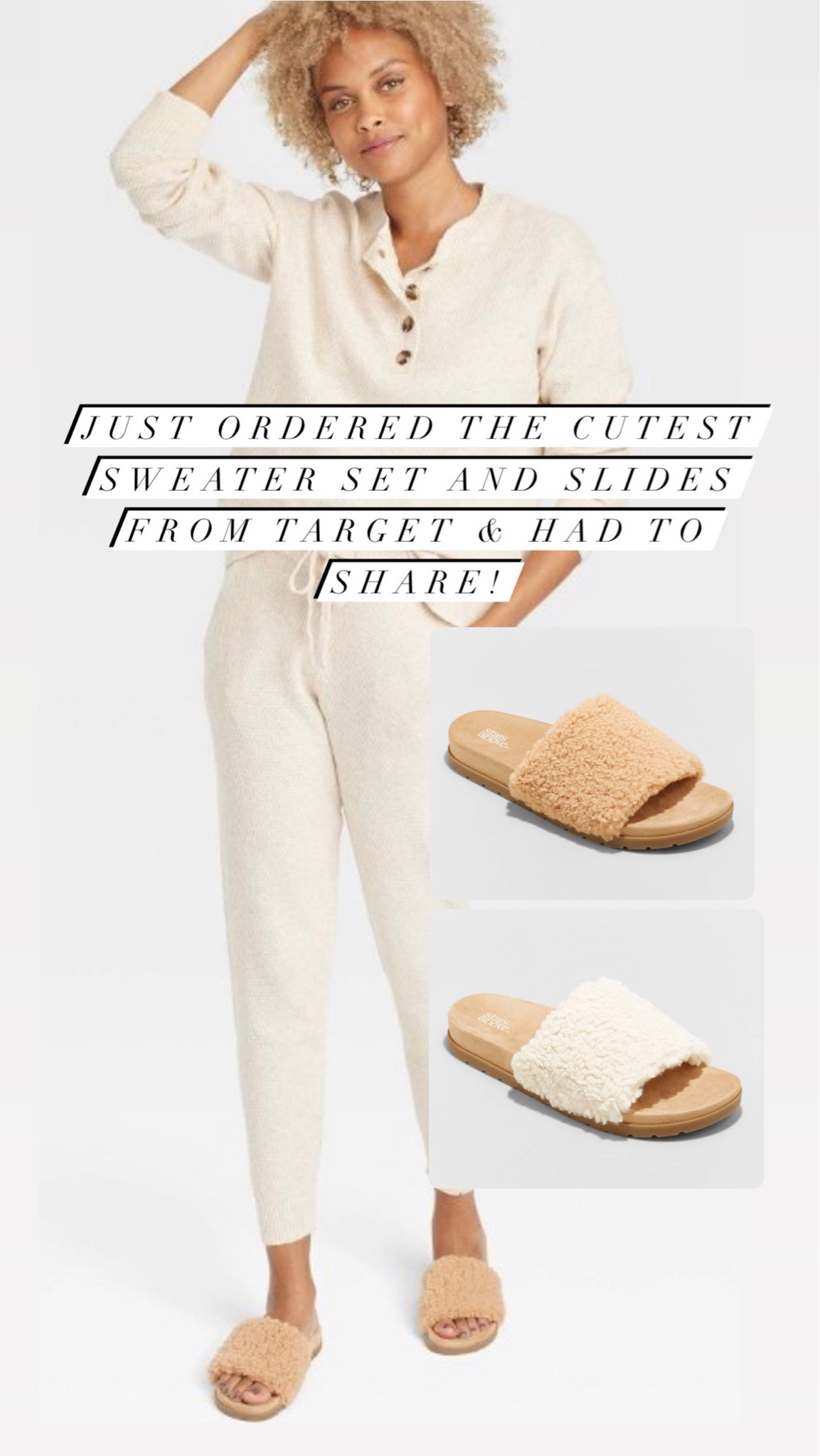 The cutest sweater set and slides from target. Boucle slides. Target sweater set

#LTKunder50 #LTKsalealert #LTKshoecrush