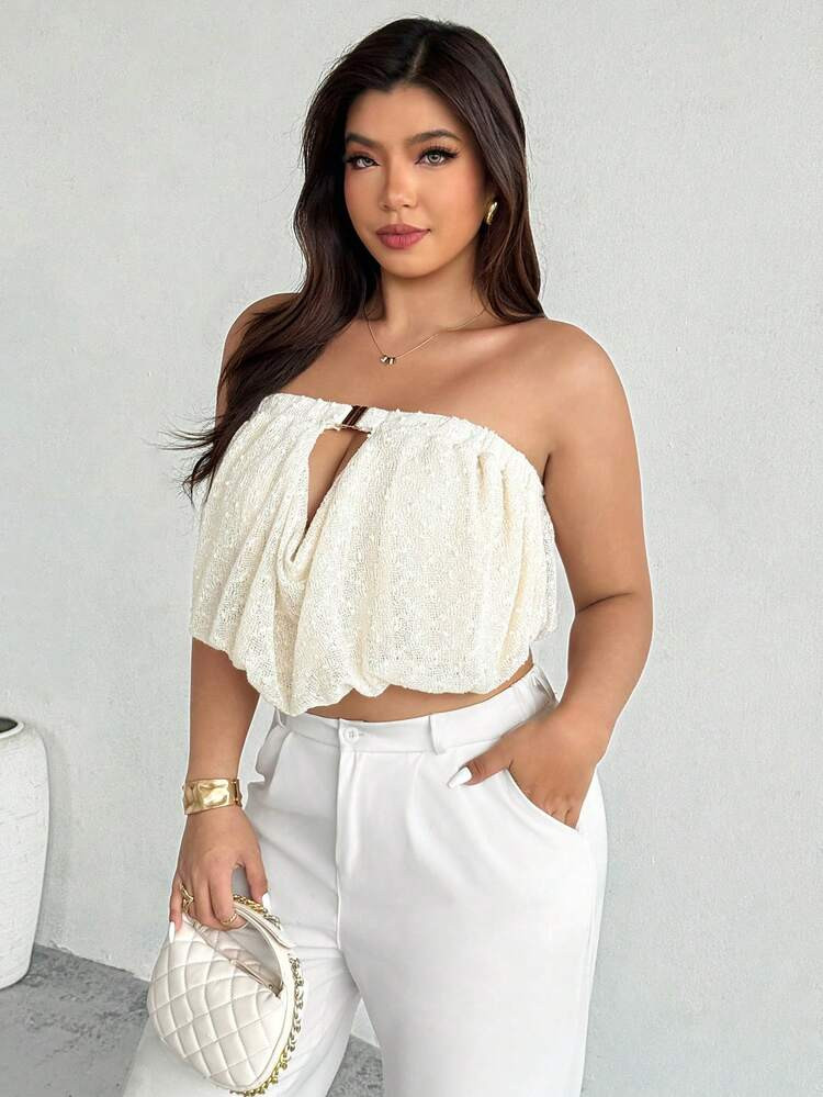 Metal Buckle Cowl Neck Blouse For Women | SHEIN USAy | SHEIN