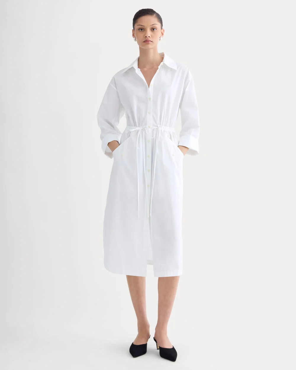 The Drawcord Shirtdress in Ultrasoft Cotton | White | Everlane