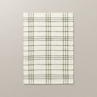 Tri-Stripe Plaid Handmade Woven Area Rug Green/Cream - Hearth & Hand™ with Magnolia | Target