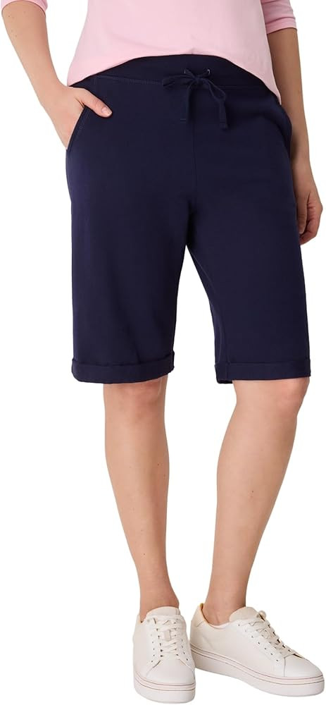 Hanes Women's Shorts, French Terry Bermuda Pocket Shorts, Jersey Knit Fleece Shorts, Women's Berm... | Amazon (US)
